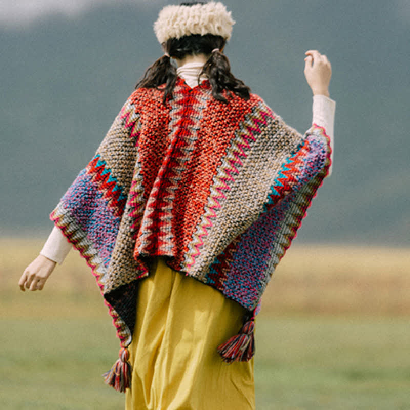 Buddha Stones Tibetan Shawl Warm Cloak Tibetan Tassel Scarf - image 2