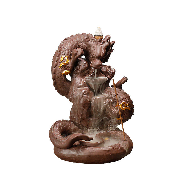 Buddha Stones Tibetan Dragon Protection Incense Burner Decoration - image 8