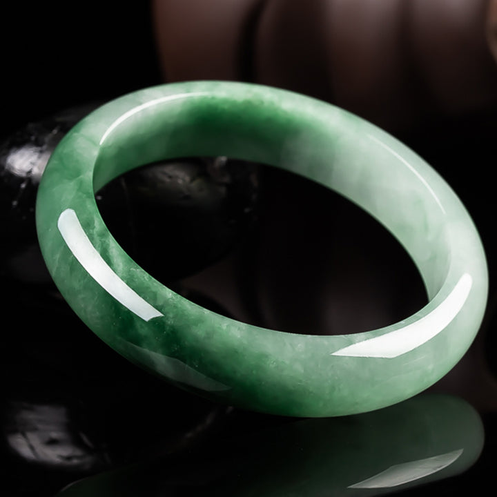 Buddha Stones Natural Jade Fortune Blessing Bangle Bracelet - image 7