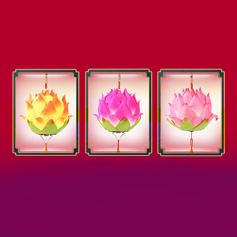 Buddha Stones DIY Lotus Flower Dragon Lantern Tassel Lamp Decoration - image 32