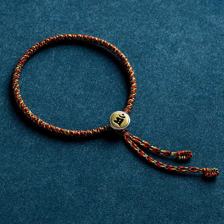 Buddha Stones Handmade 925 Sterling Silver Chinese Zodiac Natal Buddha Protection Colorful Rope Bracelet - image 2