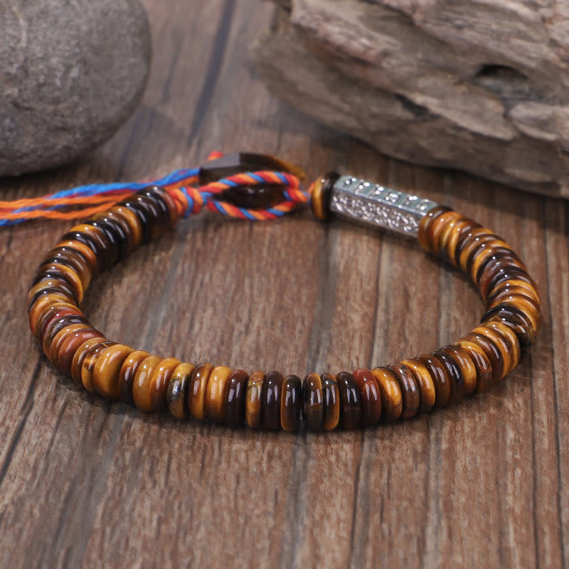 Tibetan Tiger Eye Om Mani Padme Hum Protection Power Bracelet