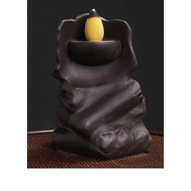 Buddha Stones Halloween Skull Head Purple Clay Healing Incense Burner Decoration - image 6