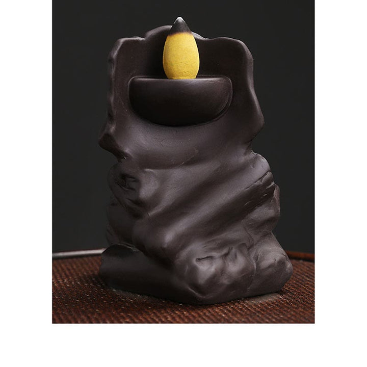 Buddha Stones Halloween Skull Head Purple Clay Healing Incense Burner Decoration - image 6