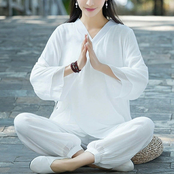 Buddha Stones Yoga Cotton Linen Clothing Uniform Meditation Zen Practice Women's Set