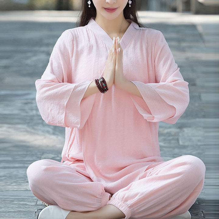 Buddha Stones Yoga Cotton Linen Clothing Uniform Meditation Zen Practice Women's Set