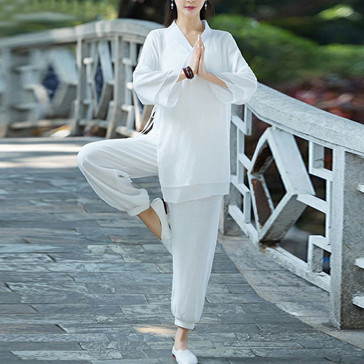 Buddha Stones Yoga Cotton Linen Clothing Uniform Meditation Zen Practice Women's Set