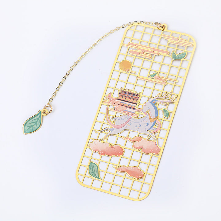 Buddha Stones Elk Koi Fish Crane Nine Tailed Fox Metal Brass Hollow Bookmark - image 3