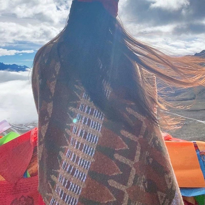 Buddha Stones Tibetan Shawl Classic Geometry Pattern Winter Cozy Travel Scarf Wrap - image 10