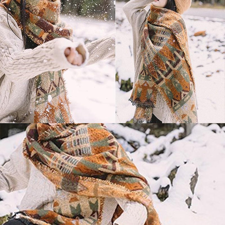 Buddha Stones Tibetan Shawl Classic Geometry Pattern Winter Cozy Travel Scarf Wrap - image 8