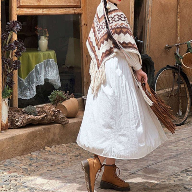 Buddha Stones Tibetan Striped Brown Beige Tassel Shawl Winter Cozy Travel Scarf Wrap - image 5