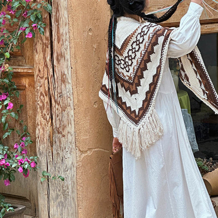 Buddha Stones Tibetan Striped Brown Beige Tassel Shawl Winter Cozy Travel Scarf Wrap - image 11