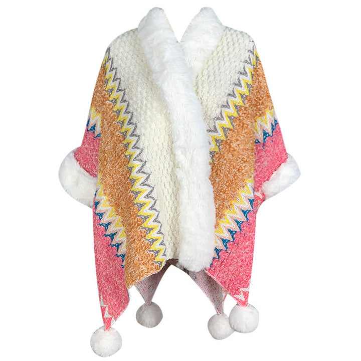 Buddha Stones Tibetan Multicolored Striped Shawl Winter Cozy Travel Scarf Wrap - Beige Orange Pink - image 9