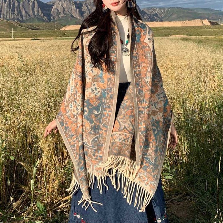 Buddha Stones Tibetan Flower Branch Tassel Shawl Cozy Travel Scarf Wrap - image 7