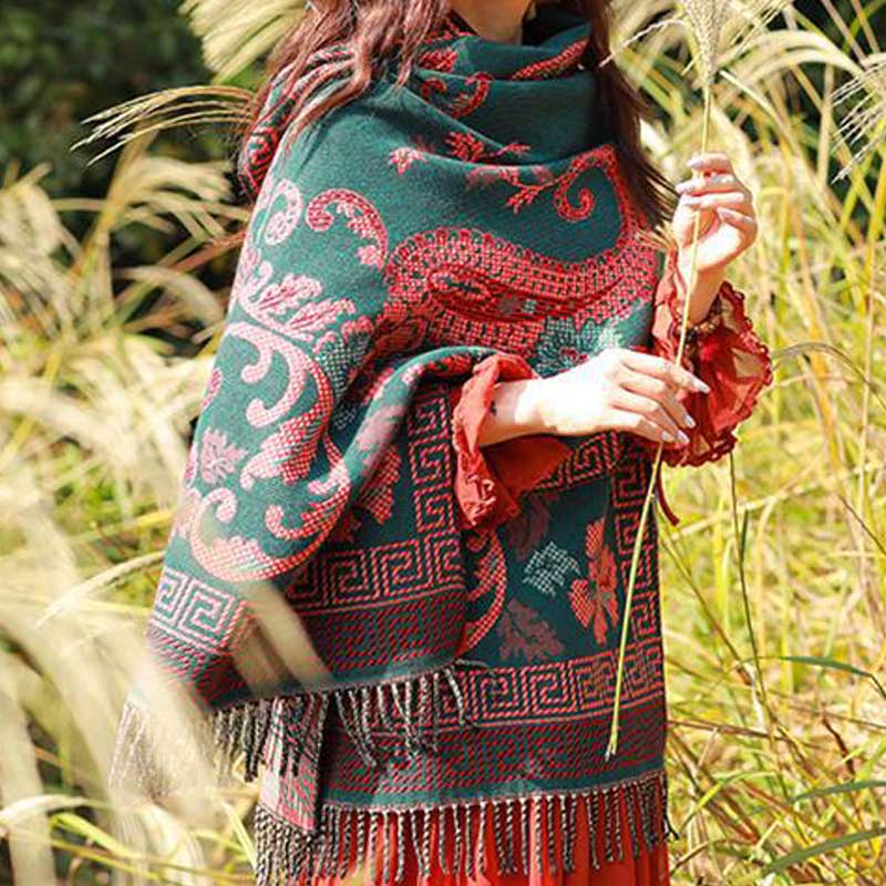 Buddha Stones Tibetan Flowers Leaves Pattern Design Shawl Cozy Travel Scarf Wrap - image 3