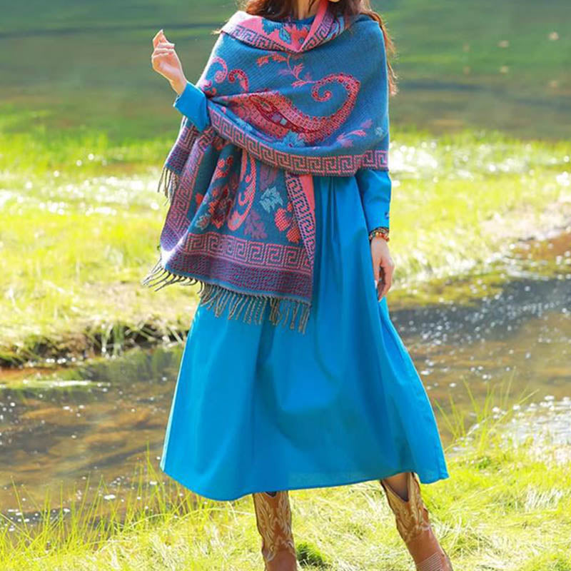 Buddha Stones Tibetan Flowers Leaves Pattern Design Shawl Cozy Travel Scarf Wrap - image 15