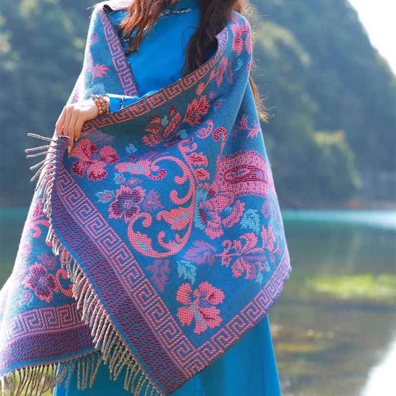 Buddha Stones Tibetan Flowers Leaves Pattern Design Shawl Cozy Travel Scarf Wrap - image 13