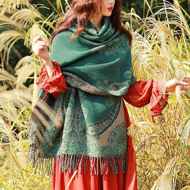 Buddha Stones Tibetan Vine Leaves Pattern Design Shawl Cozy Travel Scarf Wrap - image 38