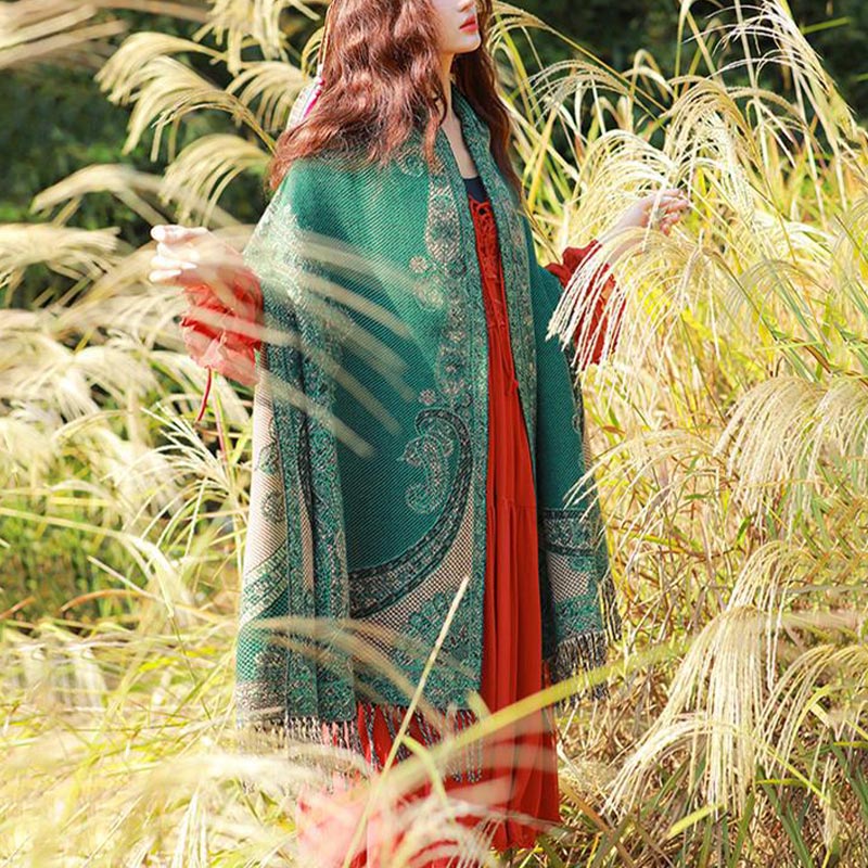 Buddha Stones Tibetan Vine Leaves Pattern Design Shawl Cozy Travel Scarf Wrap - image 36