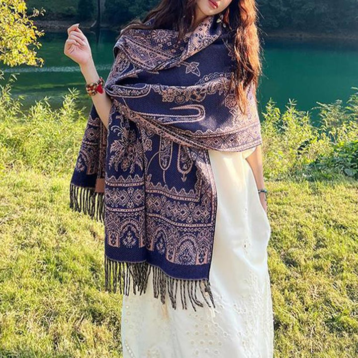 Buddha Stones Vintage Tibetan Leaves Pattern Design Shawl Cozy Travel Scarf Wrap - image 12