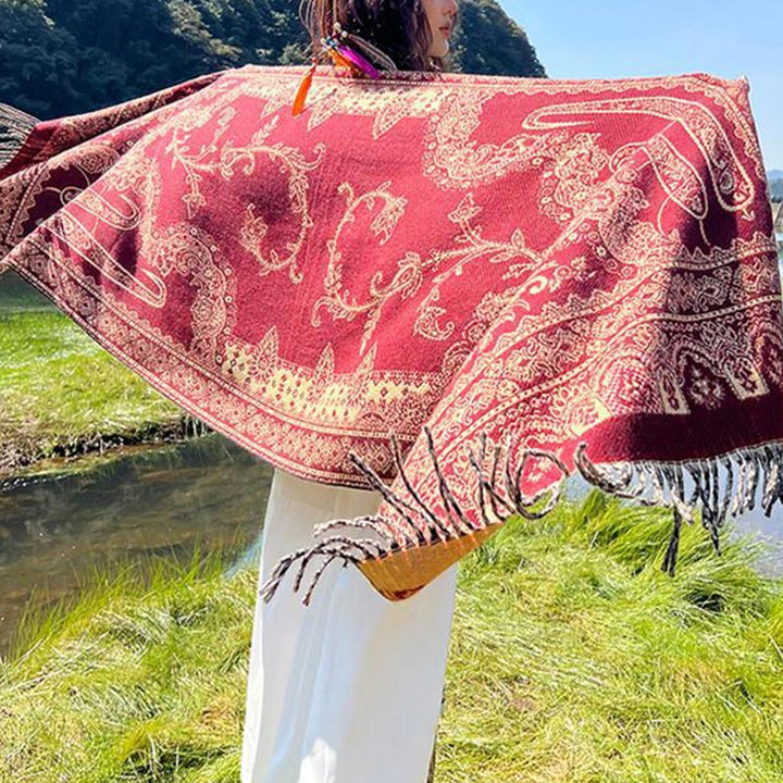 Buddha Stones Vintage Tibetan Leaves Pattern Design Shawl Cozy Travel Scarf Wrap - image 16