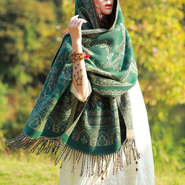 Buddha Stones Vintage Tibetan Leaves Pattern Design Shawl Cozy Travel Scarf Wrap - image 30