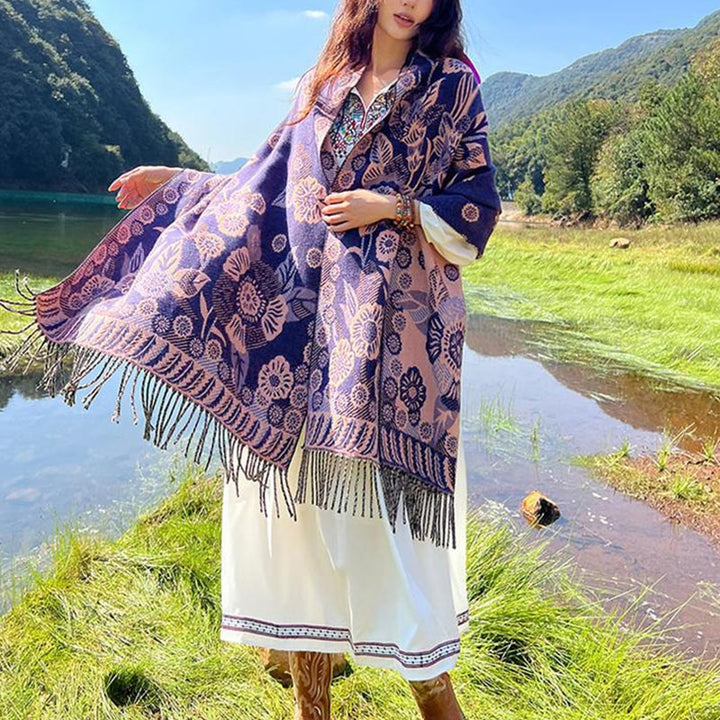 Buddha Stones Tibetan Flower Floral Leaves Pattern Design Shawl Cozy Travel Scarf Wrap - image 36