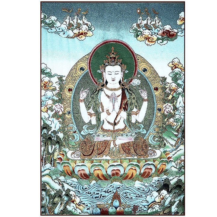 Buddha Stones Tibetan Embroidery White Tara Thangka Tapestry Wall Hanging Wall Art Meditation for Home Decor - image 13