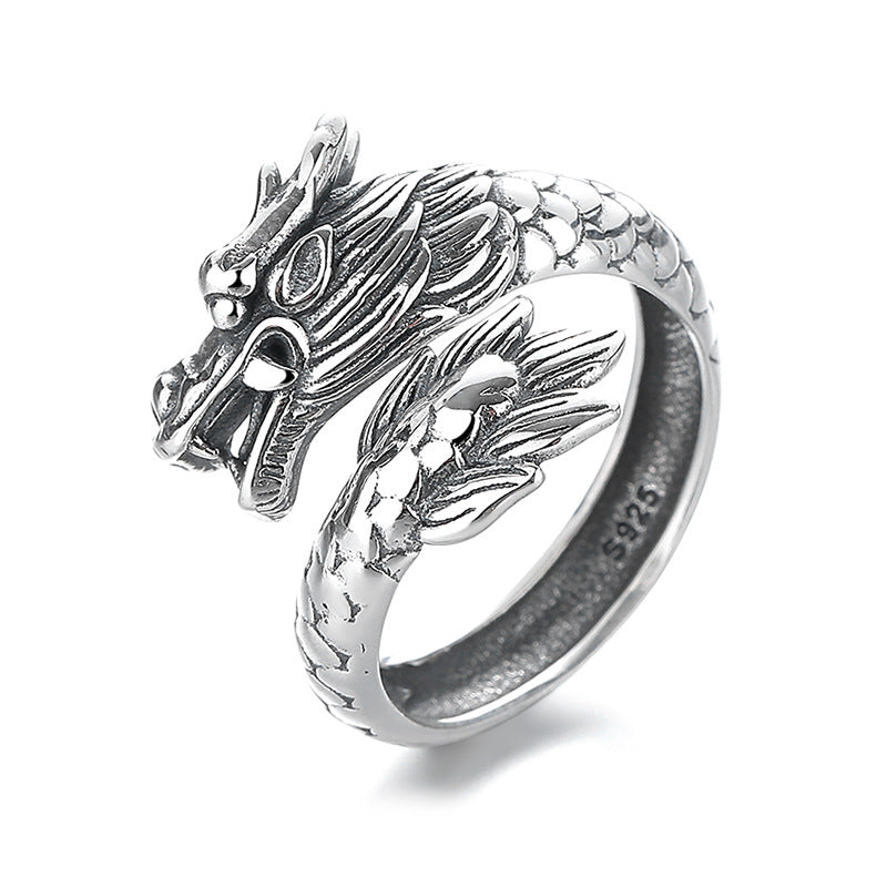 Buddha Stones 925 Sterling Silver Year Of The Dragon Luck Strength Adjustable Metal Ring - image 4