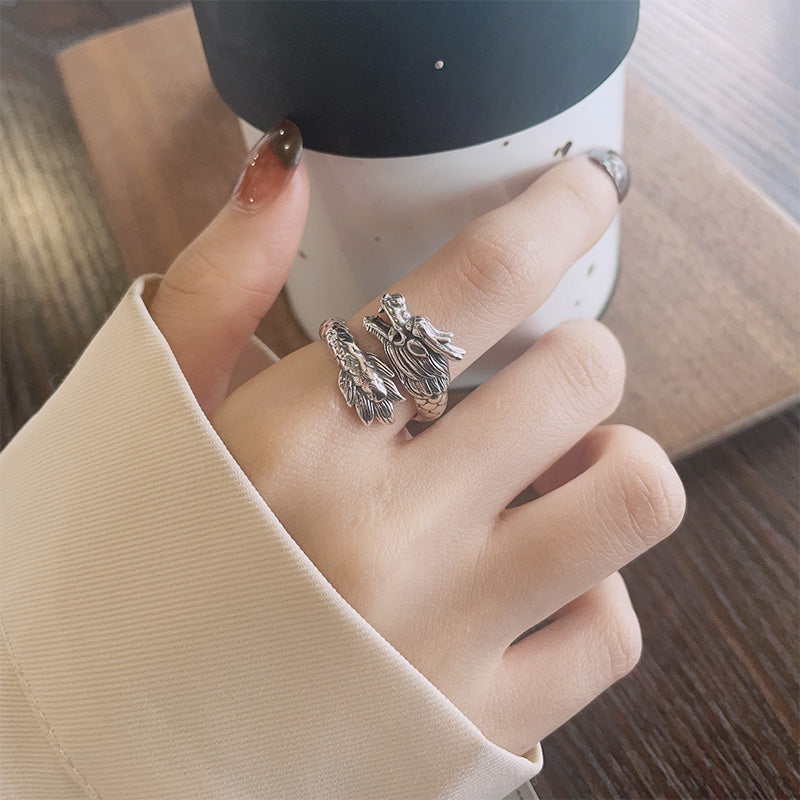 Buddha Stones 925 Sterling Silver Year Of The Dragon Luck Strength Adjustable Metal Ring - image 7