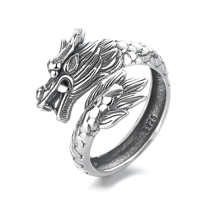 Buddha Stones 925 Sterling Silver Year Of The Dragon Luck Strength Adjustable Metal Ring - image 4