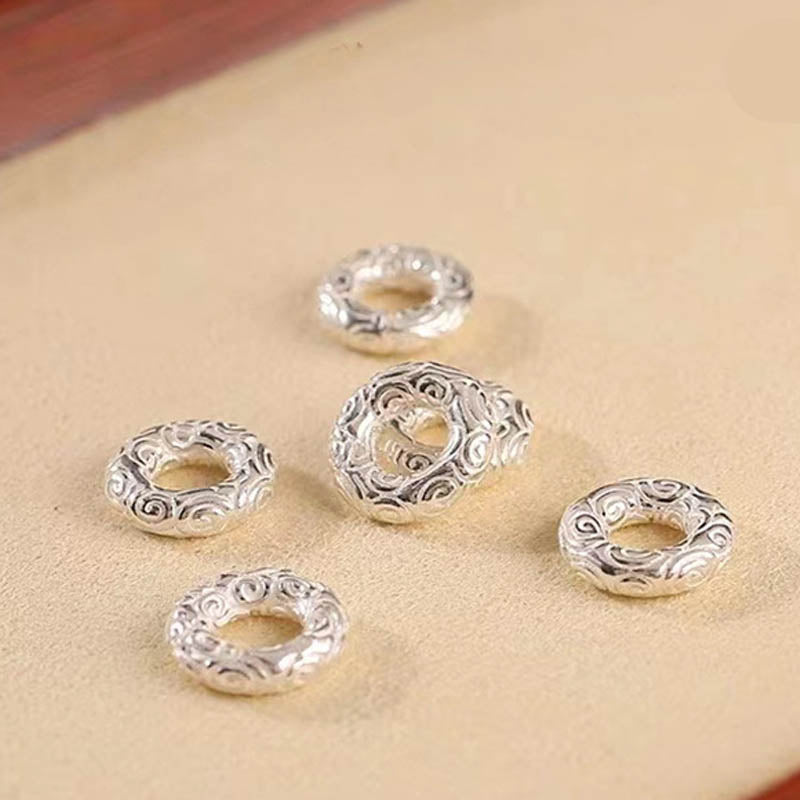 Buddha Stones 925 Sterling Silver Auspicious Clouds Peace Buckle Safe And Sound Bracelet Anklet - image 11