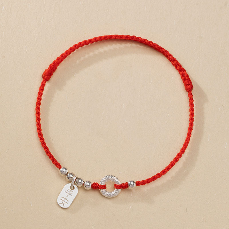 Buddha Stones 925 Sterling Silver Auspicious Clouds Peace Buckle Safe And Sound Bracelet Anklet - image 7