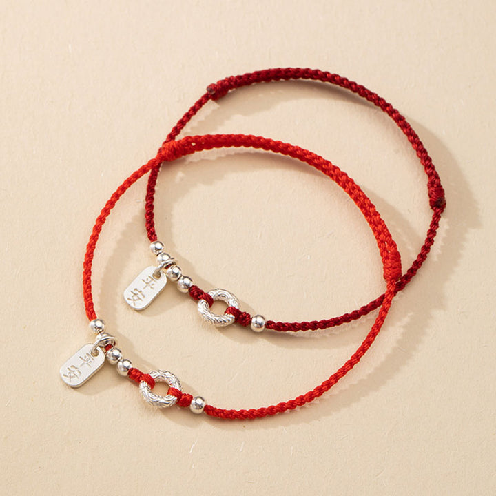 Buddha Stones 925 Sterling Silver Auspicious Clouds Peace Buckle Safe And Sound Bracelet Anklet - image 2