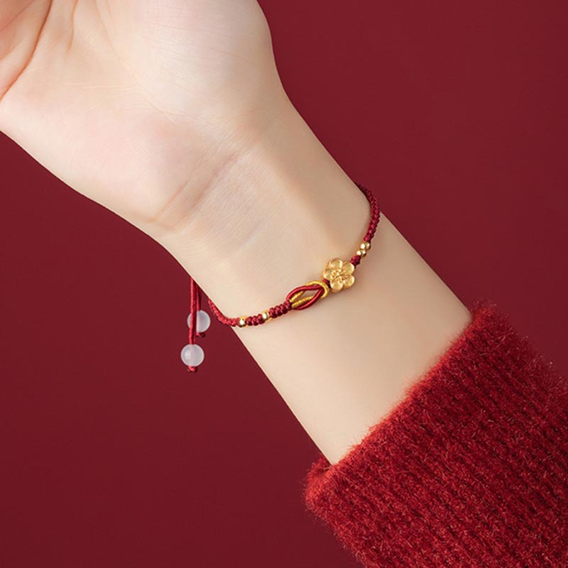 Buddha Stones Handmade 925 Sterling Silver Cherry Blossoms Sakura Chalcedony Luck Bracelet - image 8