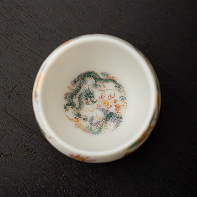 Buddha Stones Dragon Phoenix Auspicious Clouds Ceramic Teacup Kung Fu Tea Cup - image 5