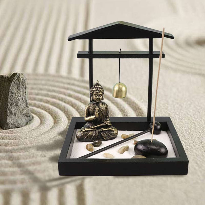 Buddha Statue Rocks Meditation Peace Zen Garden Set Home Decoration - image 1