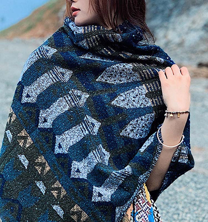 Buddha Stones Tibetan Shawl Classic Geometry Pattern Winter Cozy Travel Scarf Wrap - image 15