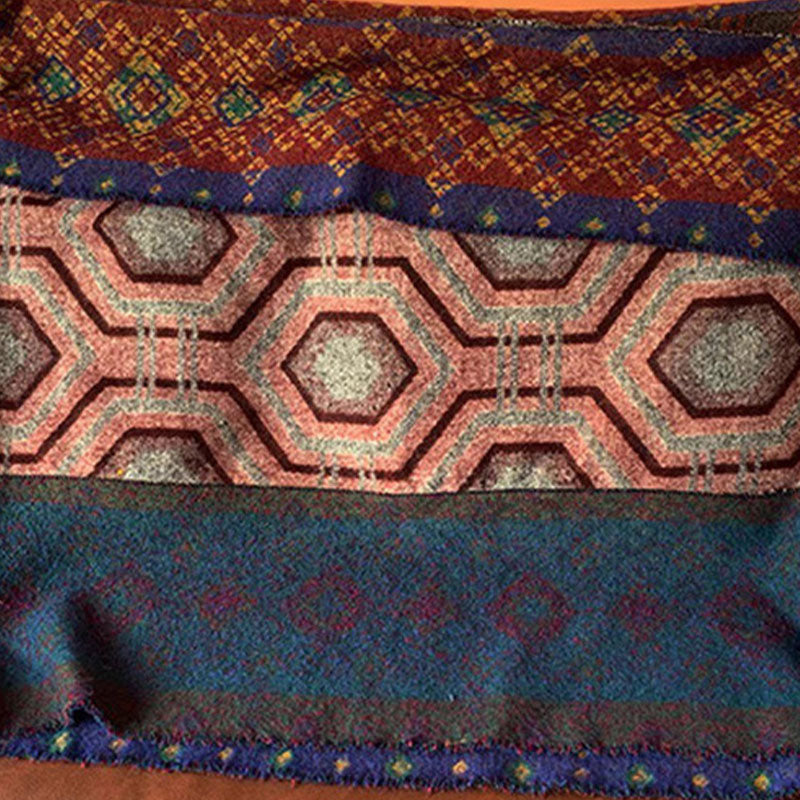 Buddha Stones Tibetan Shawl Brown Blue Red Geometric Shapes Pattern Winter Cozy Travel Scarf Wrap - image 7