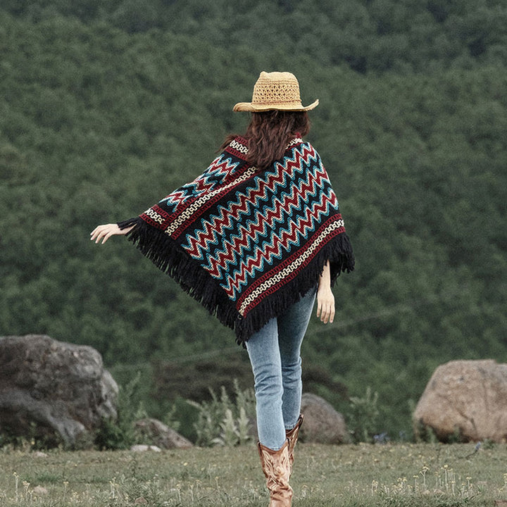 Buddha Stones Tibetan Shawl Striped Knitted Tassels Pullover Winter Cozy Travel Scarf Wrap - image 4