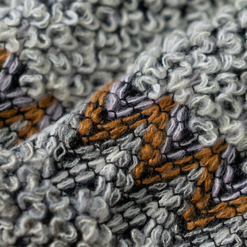 Buddha Stones Tibetan Shawl Gray Brown Striped Knitted Tassels Winter Cozy Travel Scarf Wrap - image 11