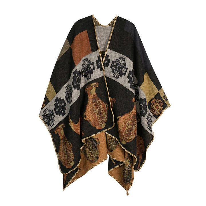 Buddha Stones Tibetan Shawl Deer Vase Geometric Shapes Winter Cozy Travel Scarf Wrap - image 7
