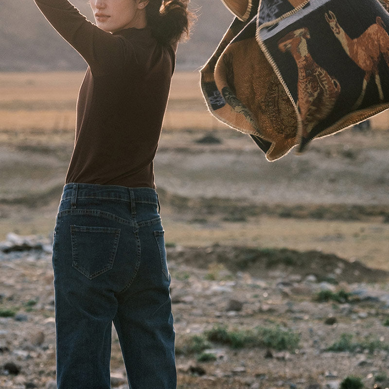 Buddha Stones Tibetan Shawl Deer Vase Geometric Shapes Winter Cozy Travel Scarf Wrap - image 14