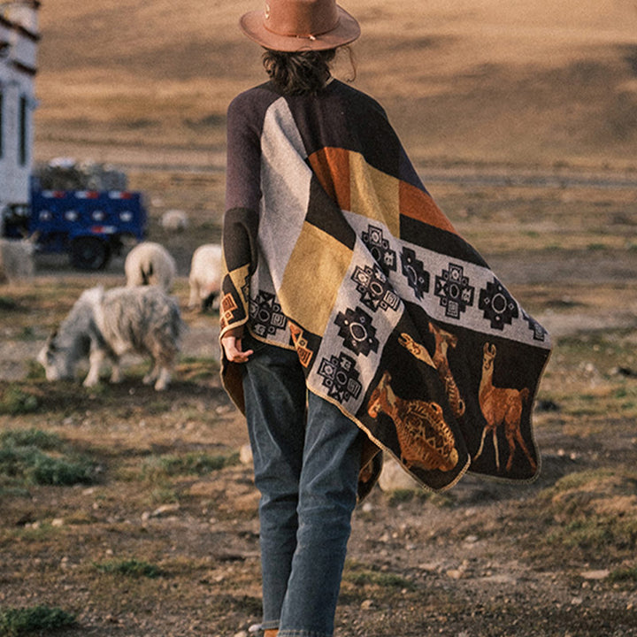 Buddha Stones Tibetan Shawl Deer Vase Geometric Shapes Winter Cozy Travel Scarf Wrap - image 13