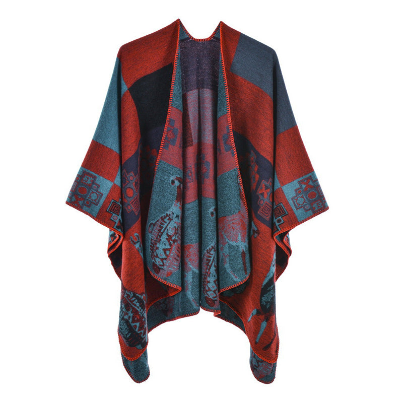 Buddha Stones Tibetan Shawl Deer Vase Geometric Shapes Winter Cozy Travel Scarf Wrap - Red Green 130*150cm - image 26
