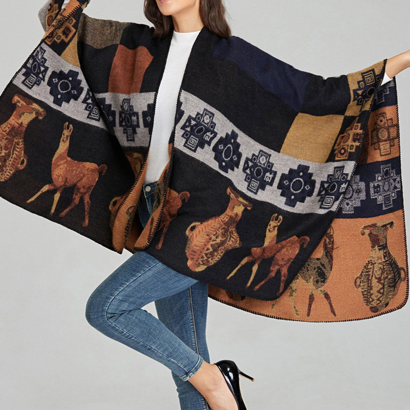 Buddha Stones Tibetan Shawl Deer Vase Geometric Shapes Winter Cozy Travel Scarf Wrap - image 15