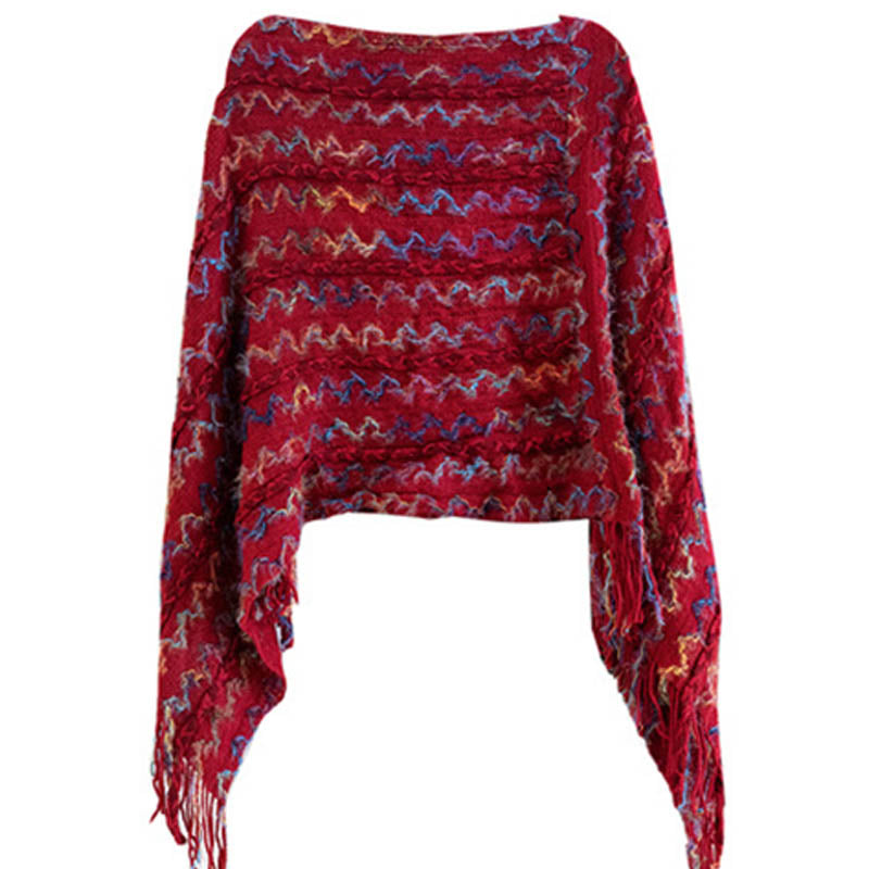 Buddha Stones Tibetan Colorful Striped Shawl Tassels Pullover Winter Cozy Travel Scarf Wrap - image 20