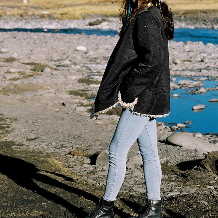 Buddha Stones Tibetan Clothing Lhasa Fleece Lined Top Winter Women Clothing - image 9