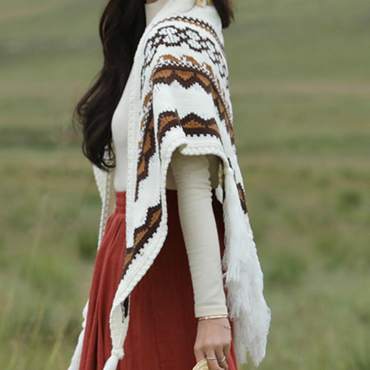 Buddha Stones Tibetan Triangular Shawl Striped Tassels Winter Cozy Travel Scarf Wrap - image 8