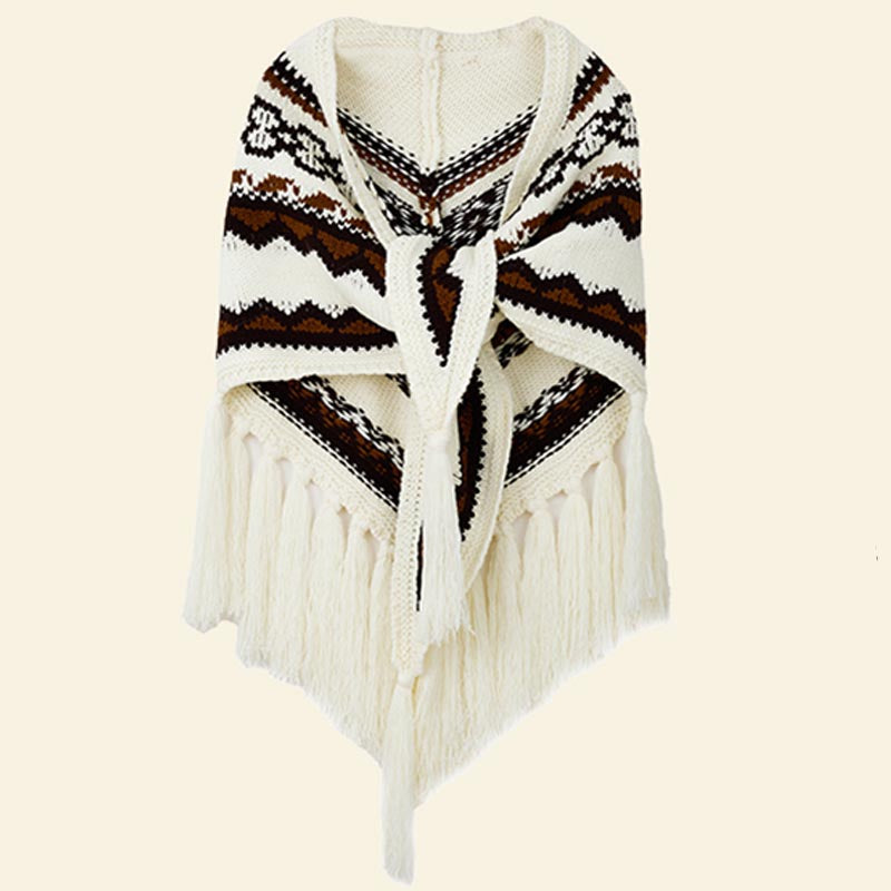 Buddha Stones Tibetan Triangular Shawl Striped Tassels Winter Cozy Travel Scarf Wrap - image 13